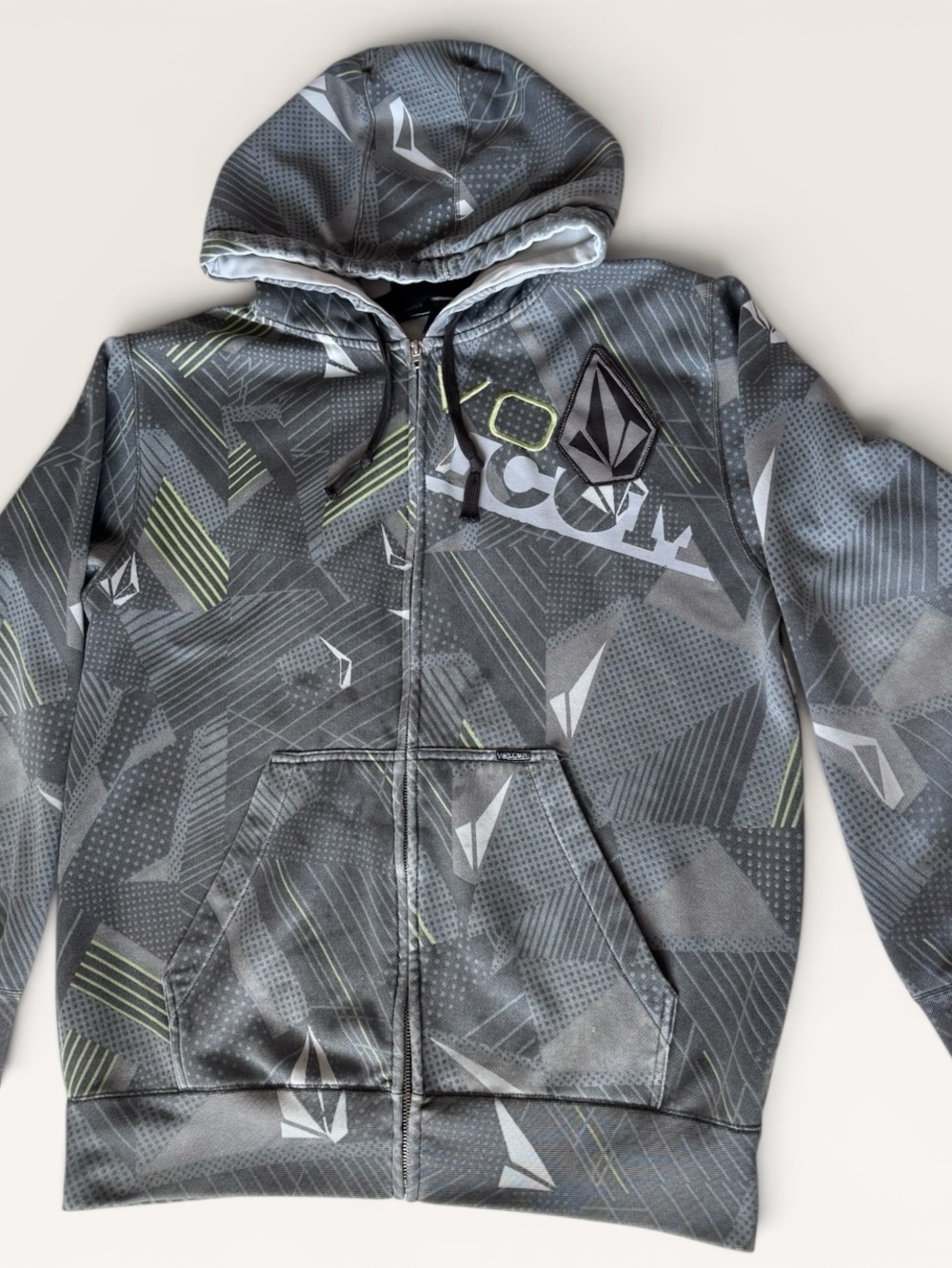 Vintage Volcom "Vertigo" Geometric Zip-Up Hoodie - Men’s Small